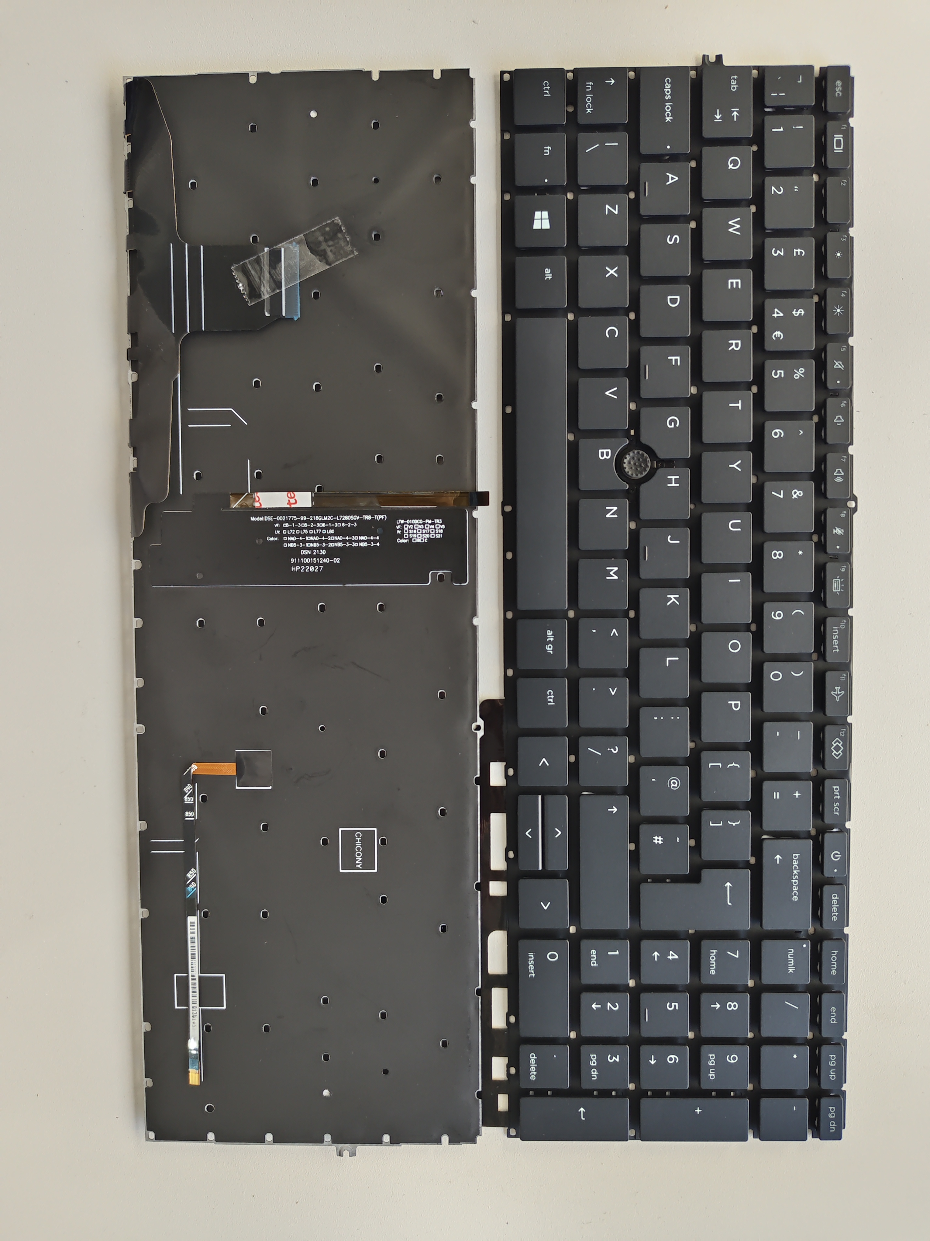 Picture of New Replacement Laptop Keyboard For HP 850G7/850G8/855G7/855G8/755G7/755G8 BLACK With Point Backlit (OEM) Uk Layout